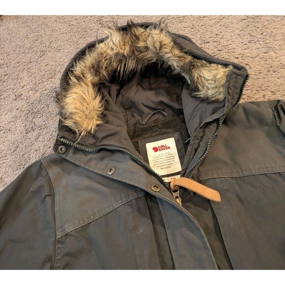 Fjallraven Singi Down G-1000 Faux Fur Parka Jacket Coat Black Women's XXS - Picture 2 of 9